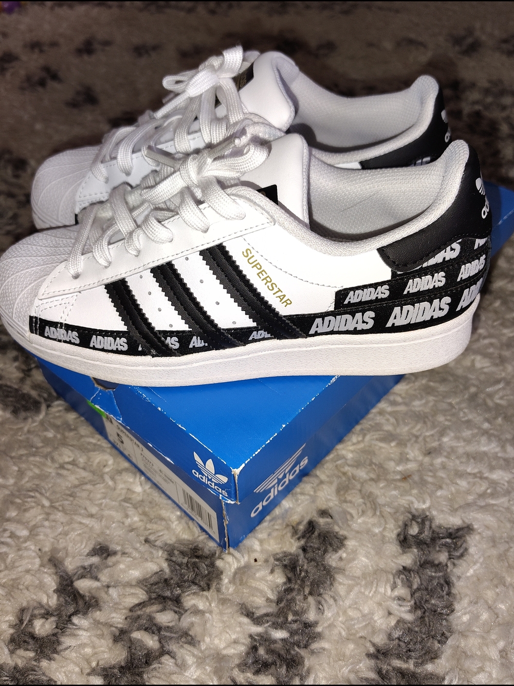 Adidas Superstar White & Black Logo Sneakers